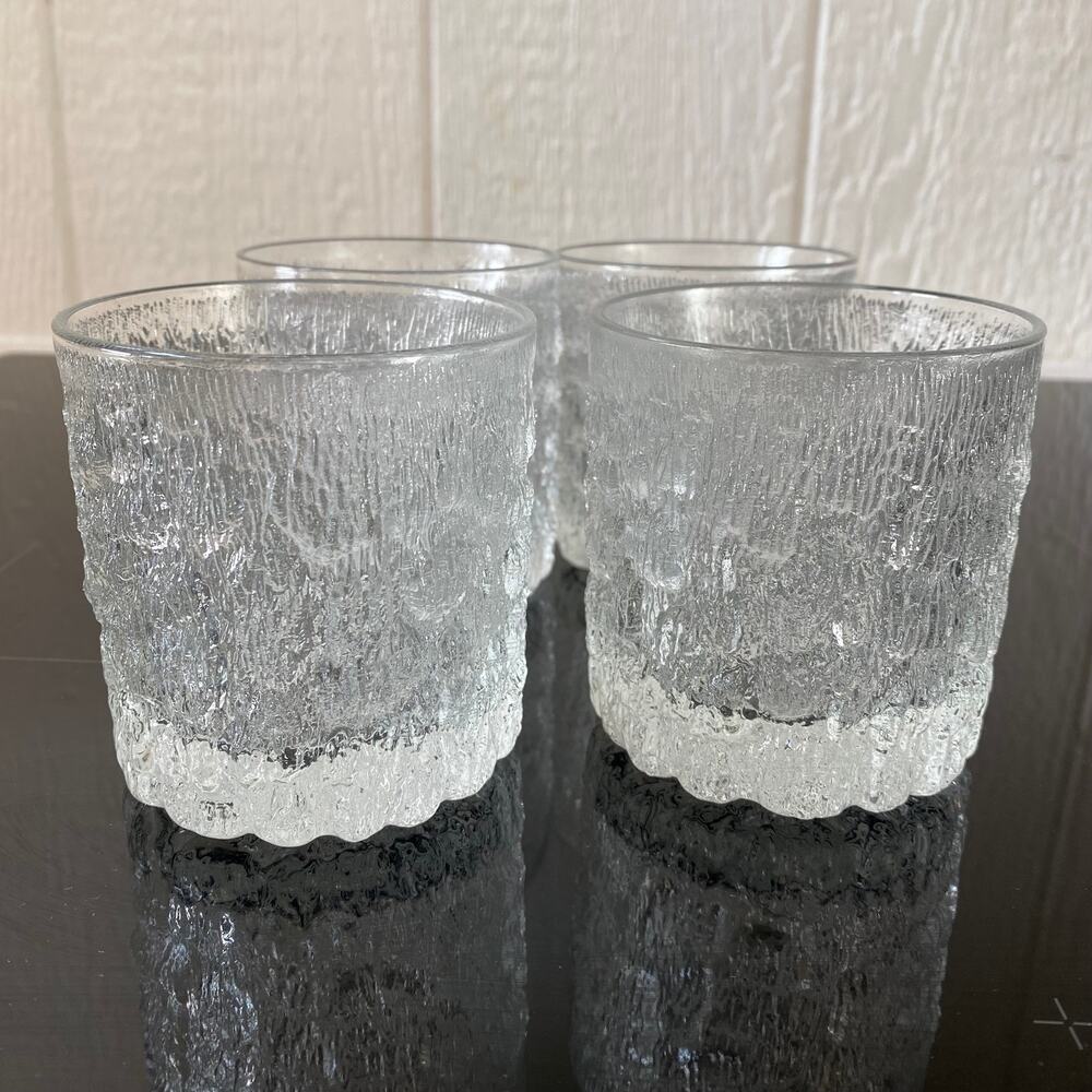 Goebel Charlottenhutte Set 3‎ Ice Bark Mid-Century MCM Lowball Tumblers Glasses